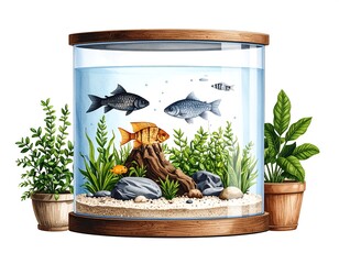 Fish tank scene with plants