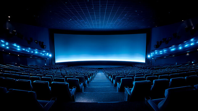 Ultra-Modern IMAX Theater with Curved Screen Cinematic Interior Photography