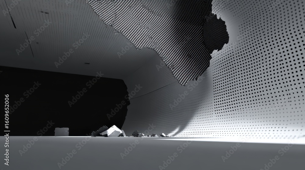 Poster abstract architecture with textured wall and scattered materials