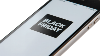 Smartphone display showing black friday sale promotion in online shopping concept