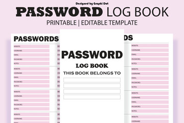 Password Tracker Printable, Password Log