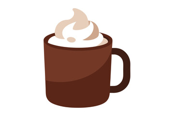 Winter Hot Chocolate Mug with Marshmallow Topping Clipart