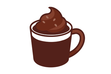 Comforting Hot Chocolate Mug Vector with Cream and Marshmallows