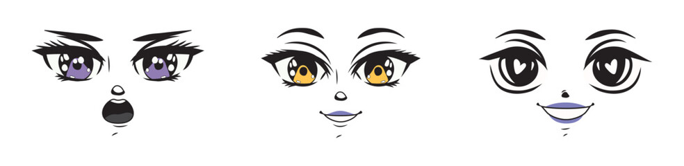 Set Detailed anime eye set