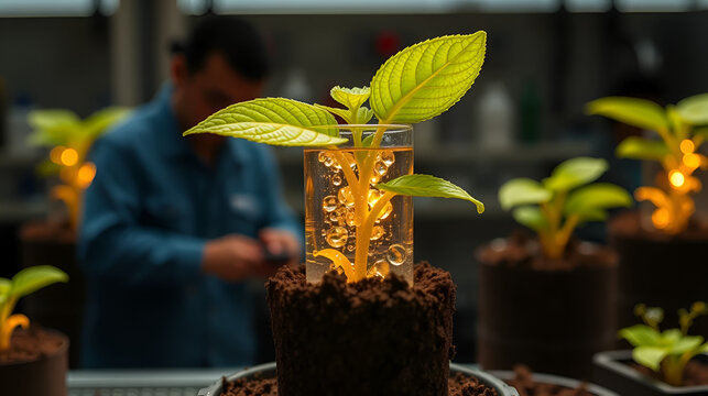 A group of plant scientists develop a plant capable of surviving drought by producing a substance that can store water, .