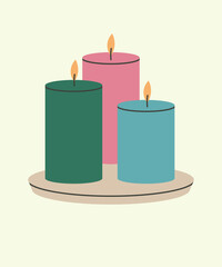 Flat Design Illustration with Tree Candle