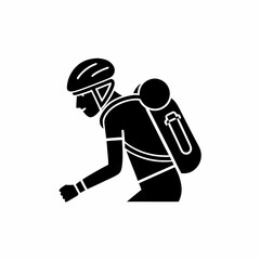 creative details Outline Backpack on Cyclist Icon vector illustration


