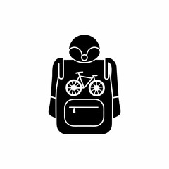 creative details Outline Backpack on Cyclist Icon vector illustration


