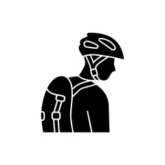 creative details Outline Backpack on Cyclist Icon vector illustration


