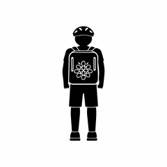 creative details Outline Backpack on Cyclist Icon vector illustration


