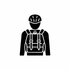 creative details Outline Backpack on Cyclist Icon vector illustration


