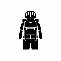 creative details Outline Backpack on Cyclist Icon vector illustration


