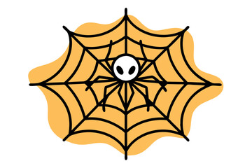 Fototapeta premium Detailed Creepy Spider Web Halloween Line Art Illustration