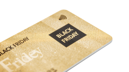 Golden black friday card mockup highlighting retail shopping sales potential