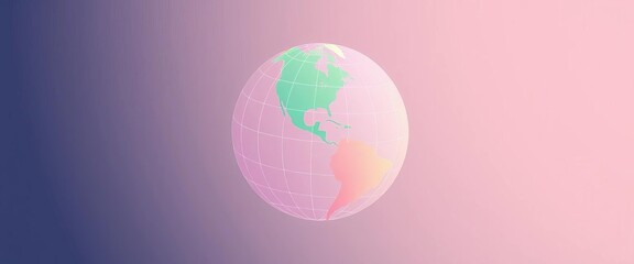 Soft pastel globe, minimalist vector art, simple lines,  earth,  cartography