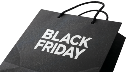 Black friday shopping bag closeup  sale event essential for retail discounts and consumer excitement