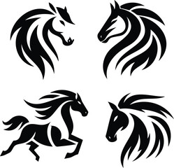 Here's a black and white horse head silhouette vector for a tribal tattoo design