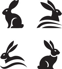A vector illustration set of cute cartoon rabbits and bunnies, perfect for Easter and spring designs