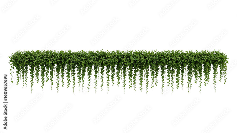 Poster cascading foliage isolated on transparent background providing a lush green element for design