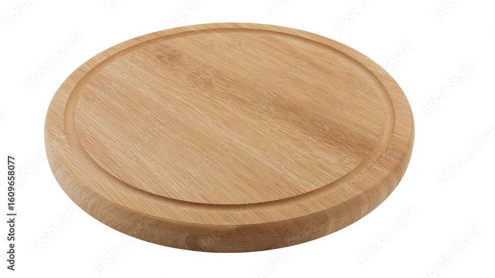 Poster elegant circular wooden board with a smooth finish on a transparent setting adding a touch of