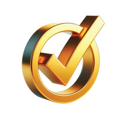 Golden Check Mark Icon 3d transparent