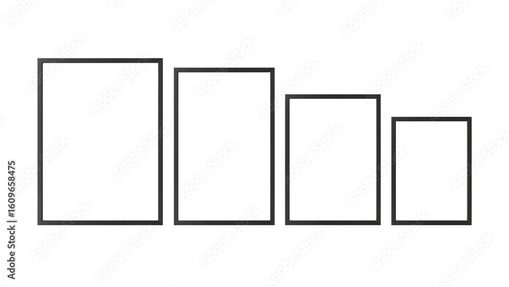 Aufkleber assorted rectangular frames arranged by size on isolated transparency, decorative elements ready