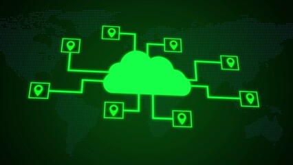 Location, Cloud Computing animated icon on white background.gps location cloud storage black icon animation.