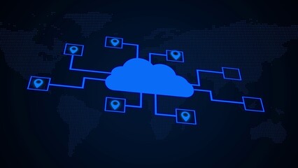 Cloud location pin animated under a gray cloud, perfect for weather or travelrelated design...