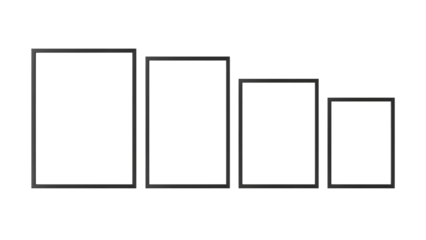 Assorted Rectangular Frames Arranged by Size on Isolated Transparency, Decorative Elements Ready
