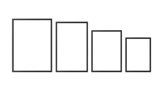 Assorted Rectangular Frames Arranged by Size on Isolated Transparency, Decorative Elements Ready