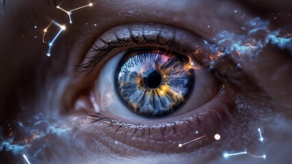 Human Eye Reflecting Pulsating Nebula and Cosmic Dust - Powered by Adobe