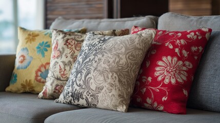 Soft and stylish throw pillows arranged on a couch in a living space