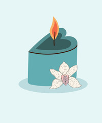 Flat Design Illustration with Heart Candle at Vanilla Smell