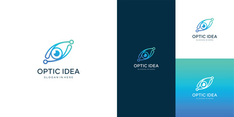 Eye digital technology logo design, eye beauty symbol. lens aperture positions. Retina scan eye icons collection, Simple, science, vector template