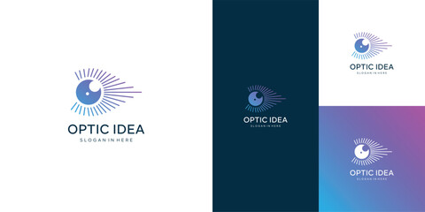 Eye digital technology logo design, Eye cyber symbol. lens aperture positions. Retina scan eye icons collection, Simple, science, silhouette, vector template