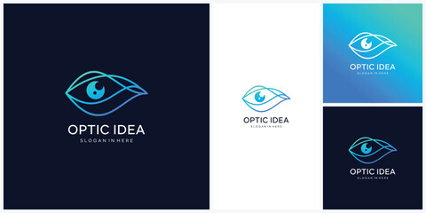 Eye digital technology logo design, eye beauty symbol. lens aperture positions. Retina scan eye icons collection, Simple, science, vector template