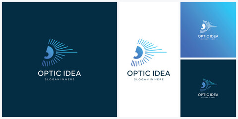 Eye digital technology logo design, Eye cyber symbol. lens aperture positions. Retina scan eye icons collection, Simple, science, silhouette, vector template