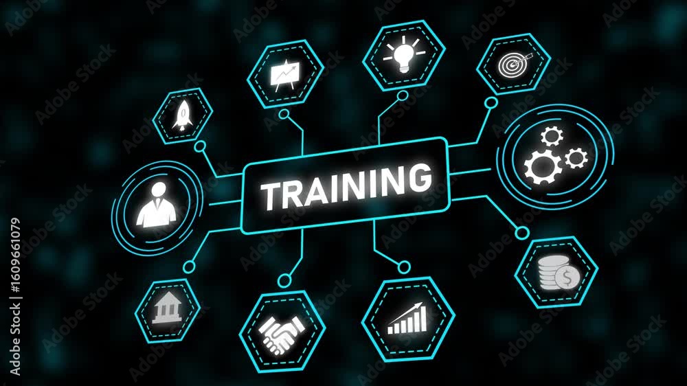 Poster corporate training development program employee skills growth business education online learning. tr