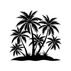 palm tree set silhouette vector different style