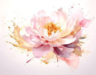 Beautiful Pink Flower with Splashes of Color and Soft Background