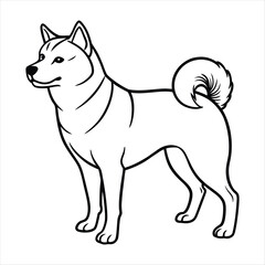 Stylized line art drawing of a Shiba inu dog