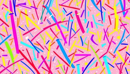 Rainbow scribble confetti seamless pattern  Playful minimalist line art background ideal for kids, scribble, stylish