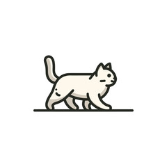 A playful cat walking gracefully across a minimalistic background, embodying curiosity and charm
