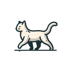 A playful cat walking gracefully on a path, surrounded by a serene garden backdrop