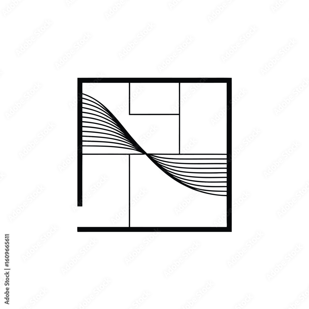 Poster abstract square composition with lines and rectangles a modern geometric design