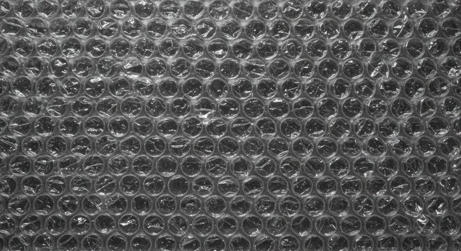 Closeup of clear plastic bubble wrap with raised circles