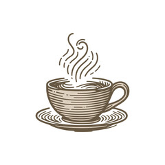 A steaming cup of coffee on a saucer, evoking warmth and comfort in a cozy setting