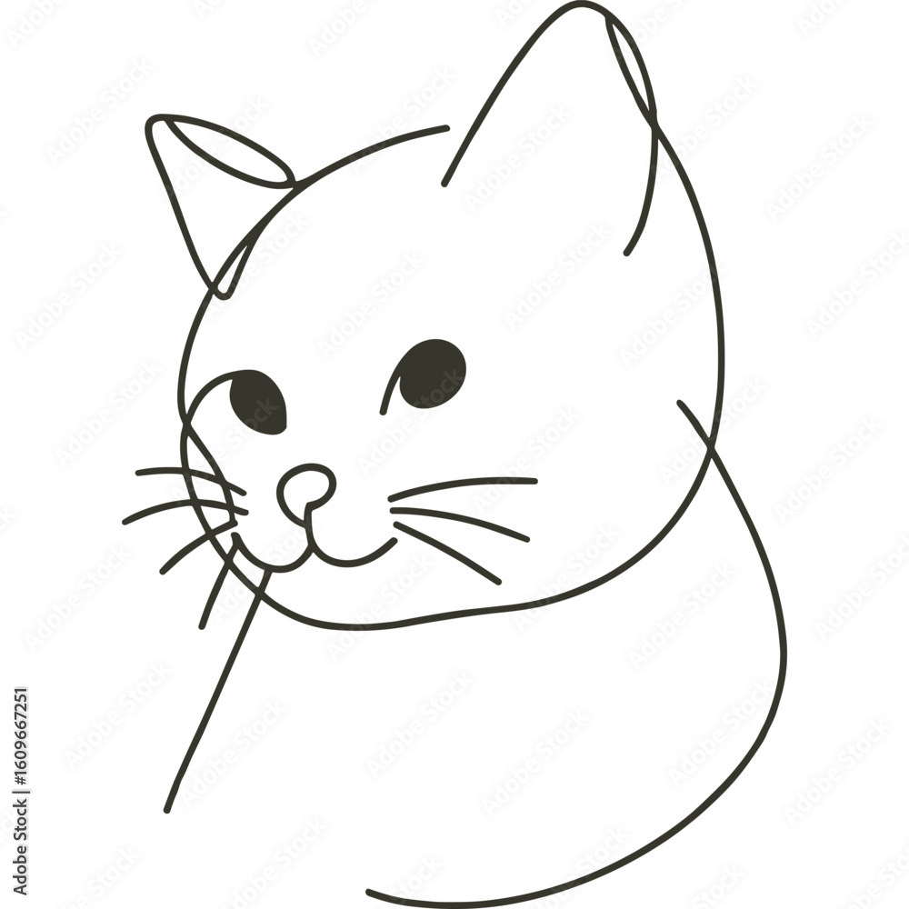 Aufkleber minimalistic line drawing of a cat's face showcasing its features in a simple artistic style