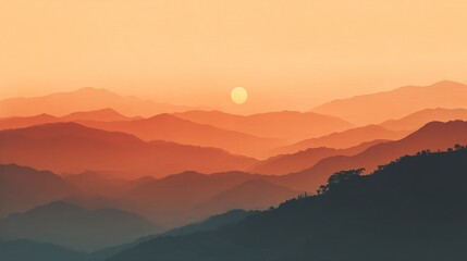 Obraz premium Sunrise over mountain range nature landscape photography tranquil environment vibrant colors scenic view