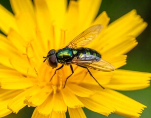 Fototapeta premium Close-up of a fly on a dandelion (1)